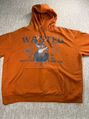 Vintage Y2K Field & Stream Orange 'Wanted' Deer Graphic Hoodie